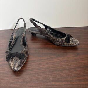 Naturalizer Women's Python Print Pointed Toe Slingbacks Bow Dark Academia 8.5
